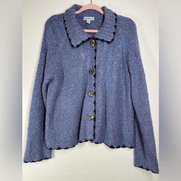 Wind River Super Soft Nubby Cardigan Sweater XL Blue Button Front Long Sleeve - Picture 1 of 14